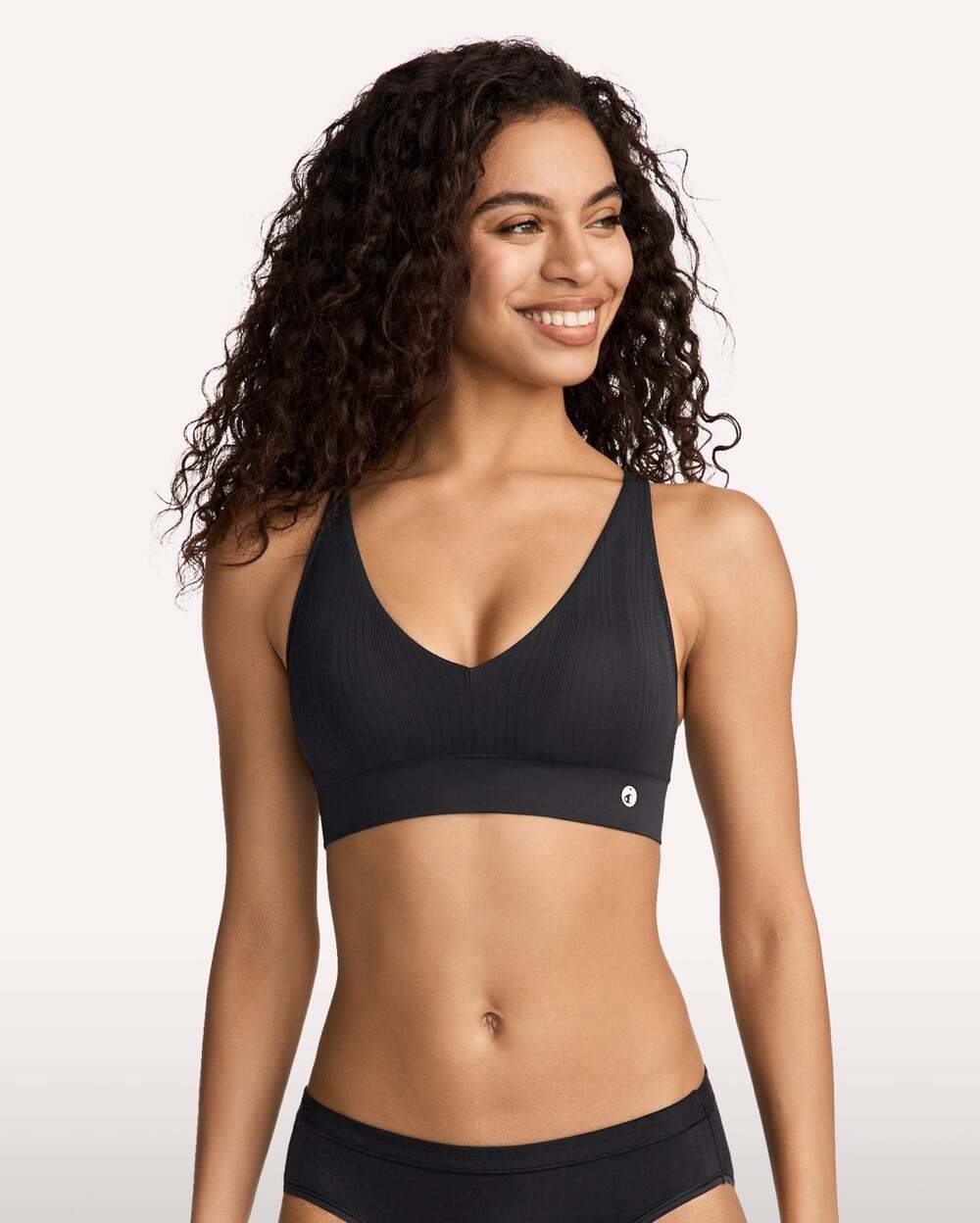 Jockey Women's Seamfree Light Support Plunge Bralette MEDIUM Black NWT